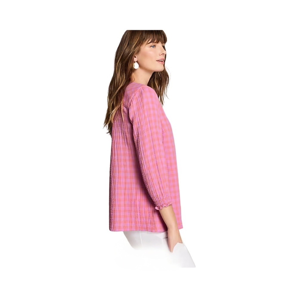 J. Jill Cotton Gauze Smocked 3/4 Sleeve Top NWT Size M - Picture 3 of 8